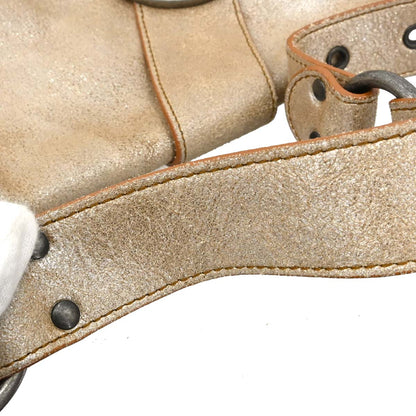 Christian Dior Metallic Gold Leather Gaucho Shoulder Bag