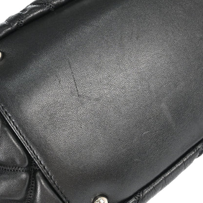 Chanel Black Lambskin Bubble Quilt Accordion Flap Handbag