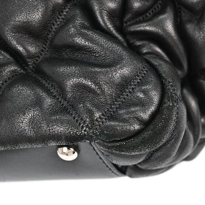 Chanel Black Lambskin Bubble Quilt Accordion Flap Handbag