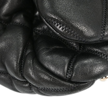 Chanel Black Lambskin Bubble Quilt Accordion Flap Handbag