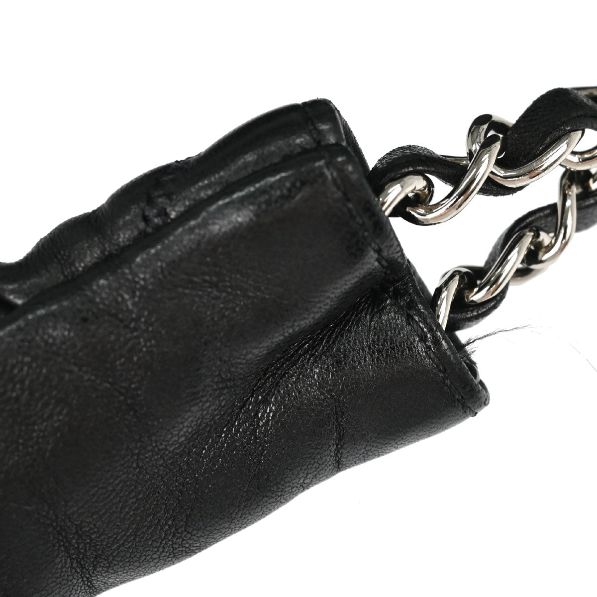 Chanel Black Lambskin Bubble Quilt Accordion Flap Handbag