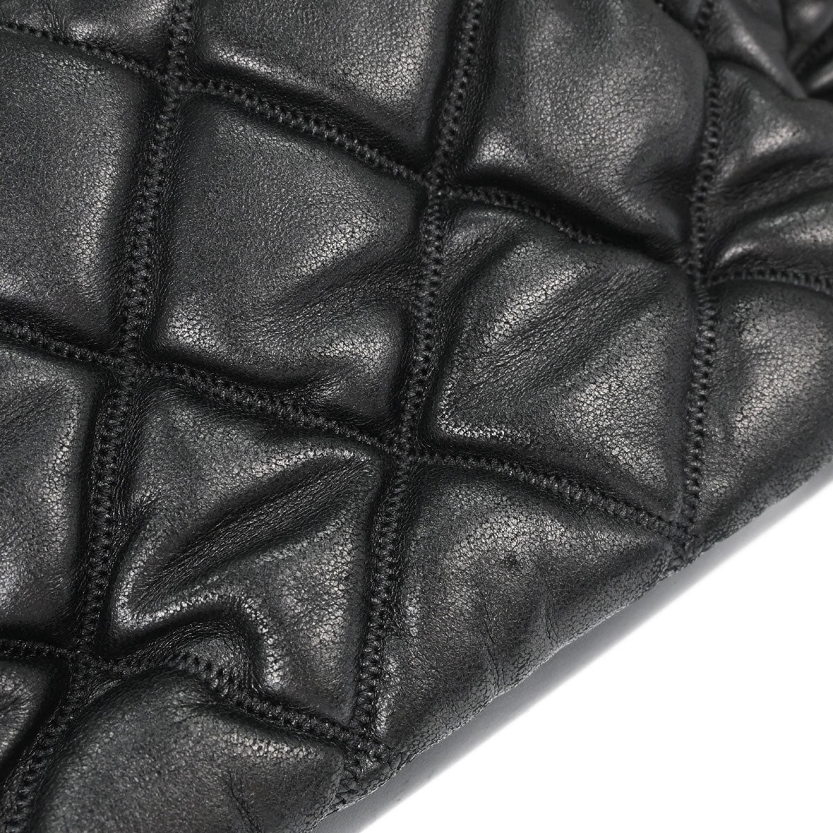 Chanel Black Lambskin Bubble Quilt Accordion Flap Handbag