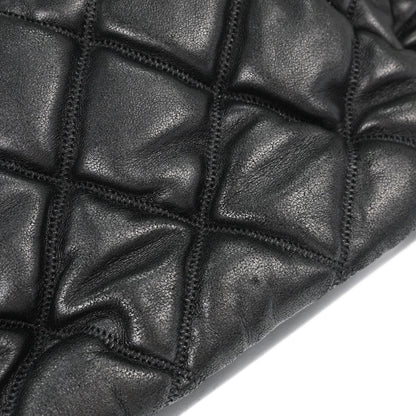 Chanel Black Lambskin Bubble Quilt Accordion Flap Handbag