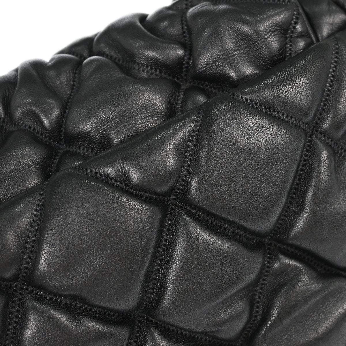 Chanel Black Lambskin Bubble Quilt Accordion Flap Handbag