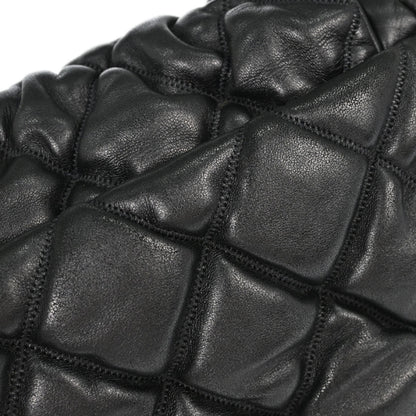 Chanel Black Lambskin Bubble Quilt Accordion Flap Handbag