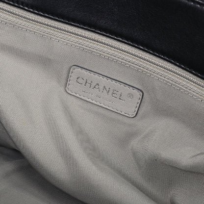 Chanel Black Lambskin Bubble Quilt Accordion Flap Handbag