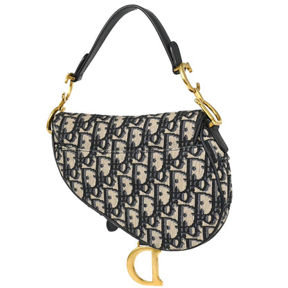 Christian Dior Navy Beige Trotter Oblique Saddle Handbag