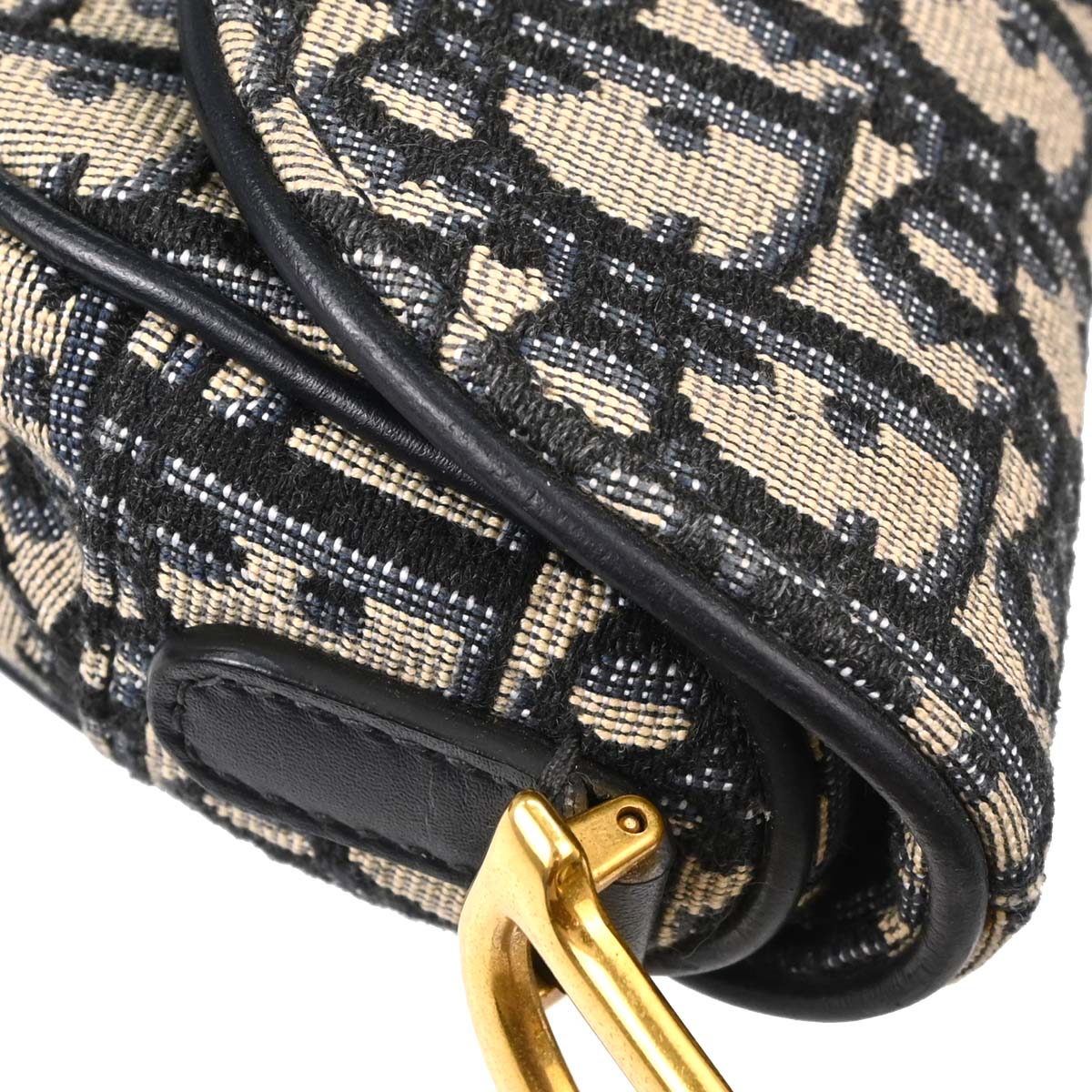 Christian Dior Navy Beige Trotter Oblique Saddle Handbag