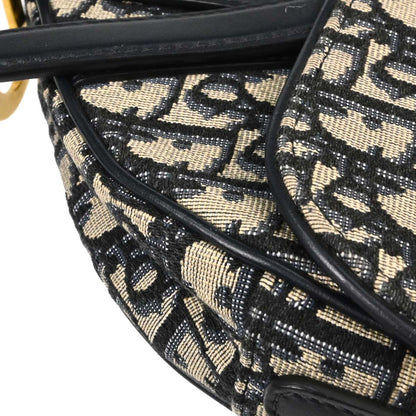 Christian Dior Navy Beige Trotter Oblique Saddle Handbag