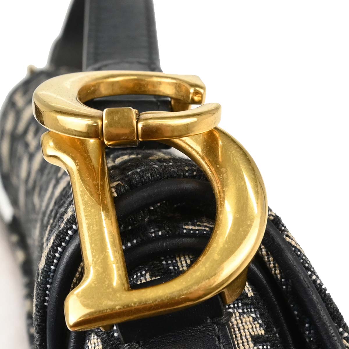 Christian Dior Navy Beige Trotter Oblique Saddle Handbag