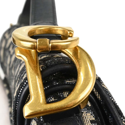 Christian Dior Navy Beige Trotter Oblique Saddle Handbag