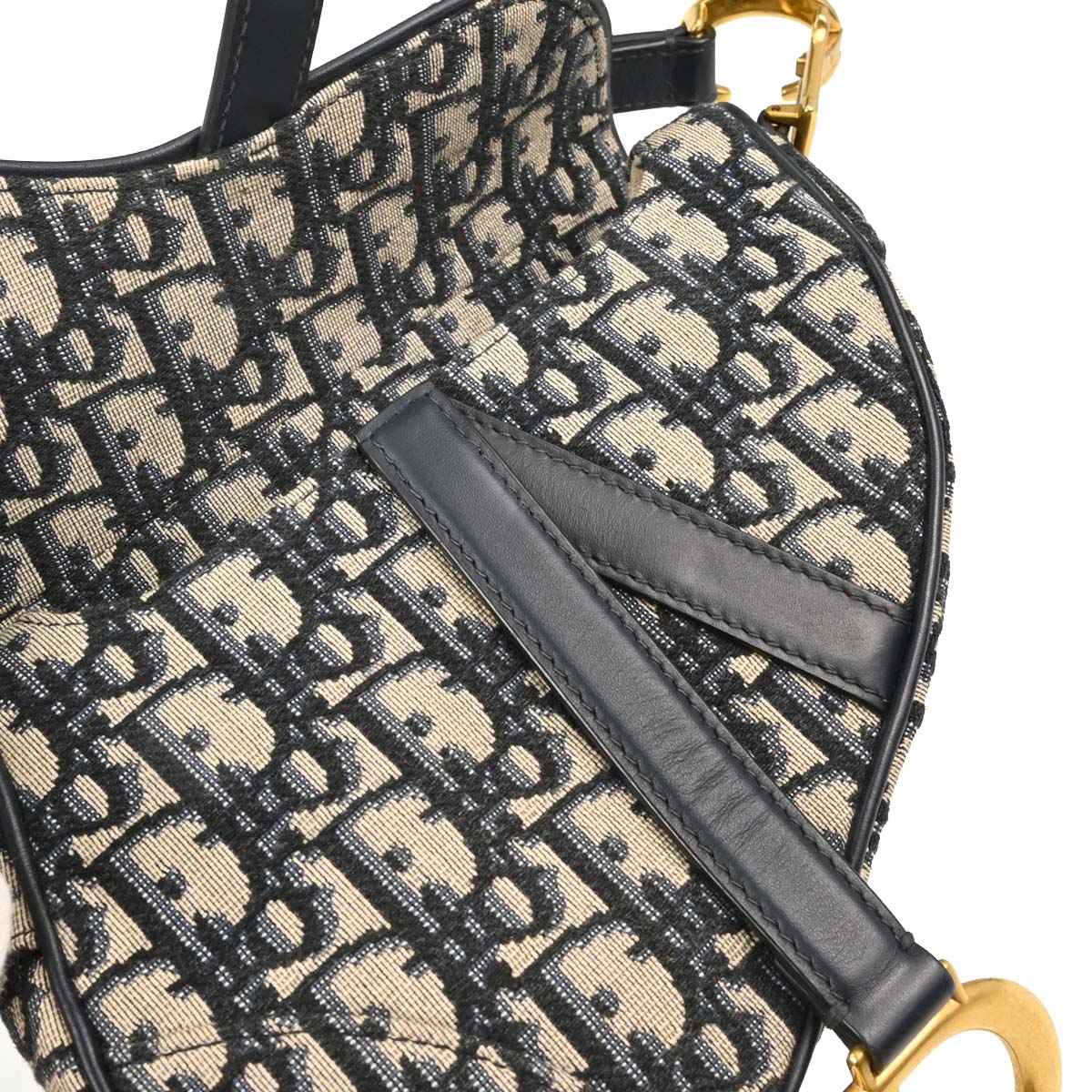 Christian Dior Navy Beige Trotter Oblique Saddle Handbag