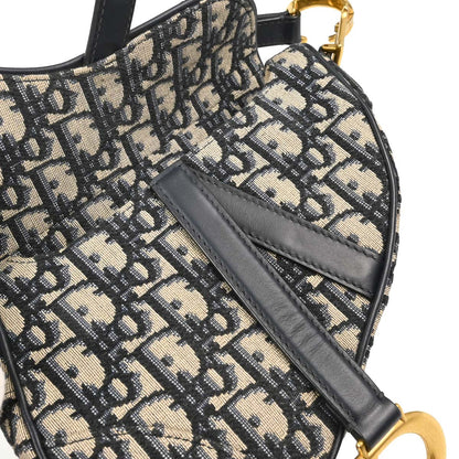 Christian Dior Navy Beige Trotter Oblique Saddle Handbag