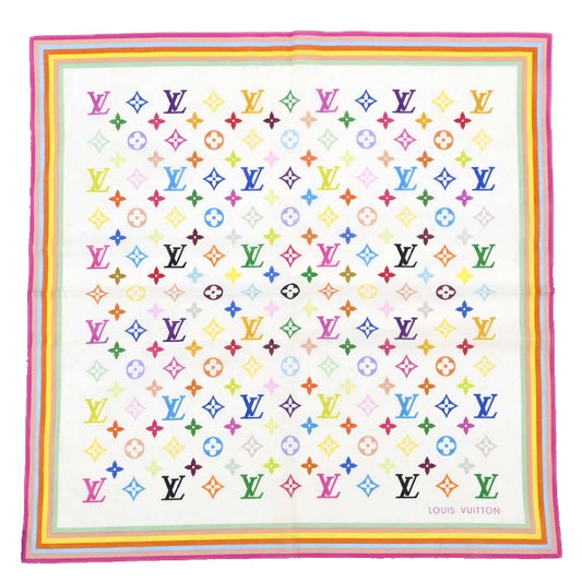 Louis Vuitton White Monogram Multicolor Scarf M71911 Small Good