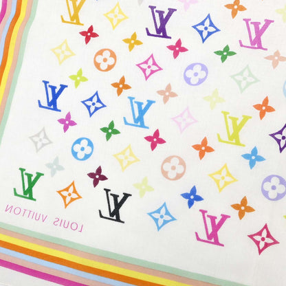 Louis Vuitton White Monogram Multicolor Scarf M71911 Small Good