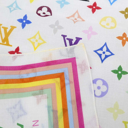 Louis Vuitton White Monogram Multicolor Scarf M71911 Small Good