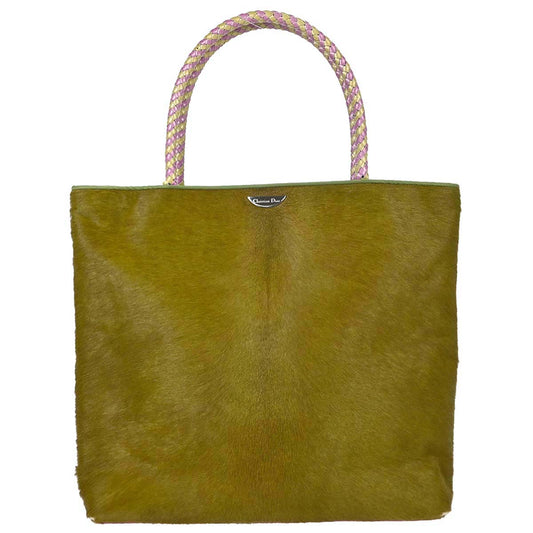 Christian Dior Khaki Pony Hair Masai Bag Tote