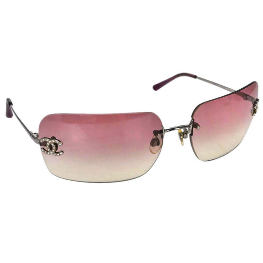 Chanel Sunglasses Eyewear Purple Rhinestone Small Good 62□17 120