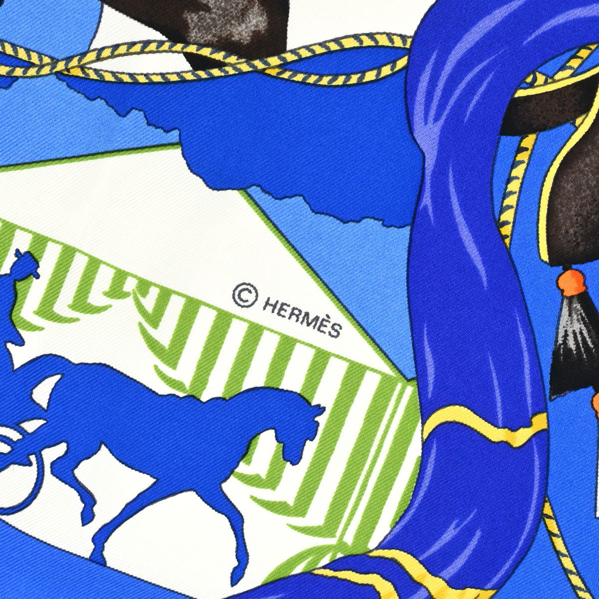 Hermes Scarf Carre 90 Feria de Sevilla Blue Small Good