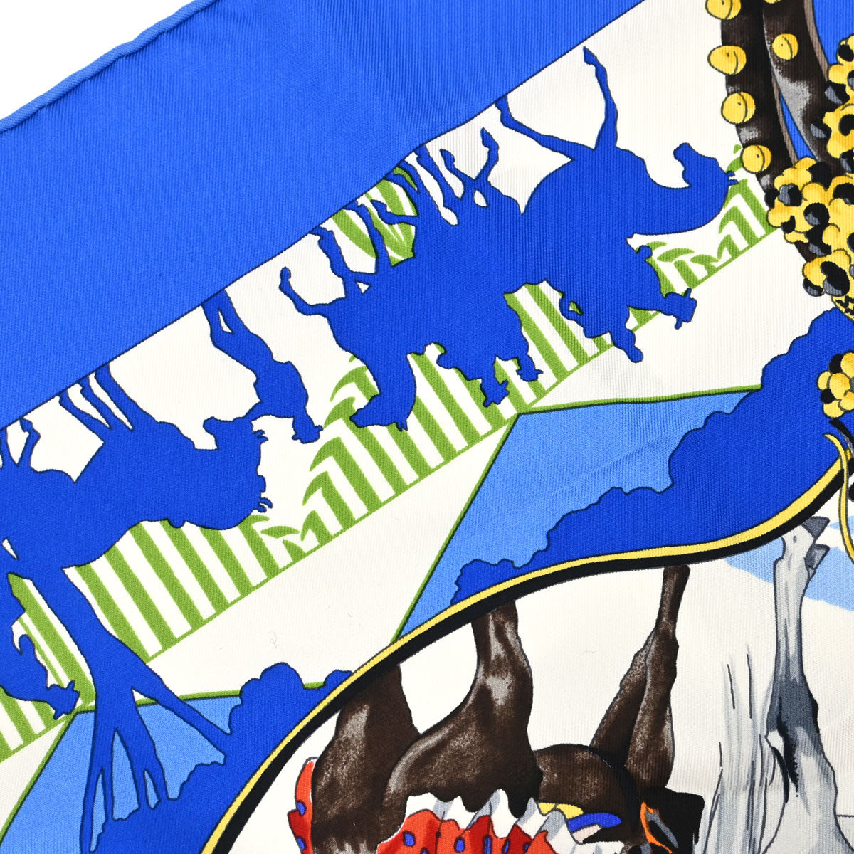 Hermes Scarf Carre 90 Feria de Sevilla Blue Small Good