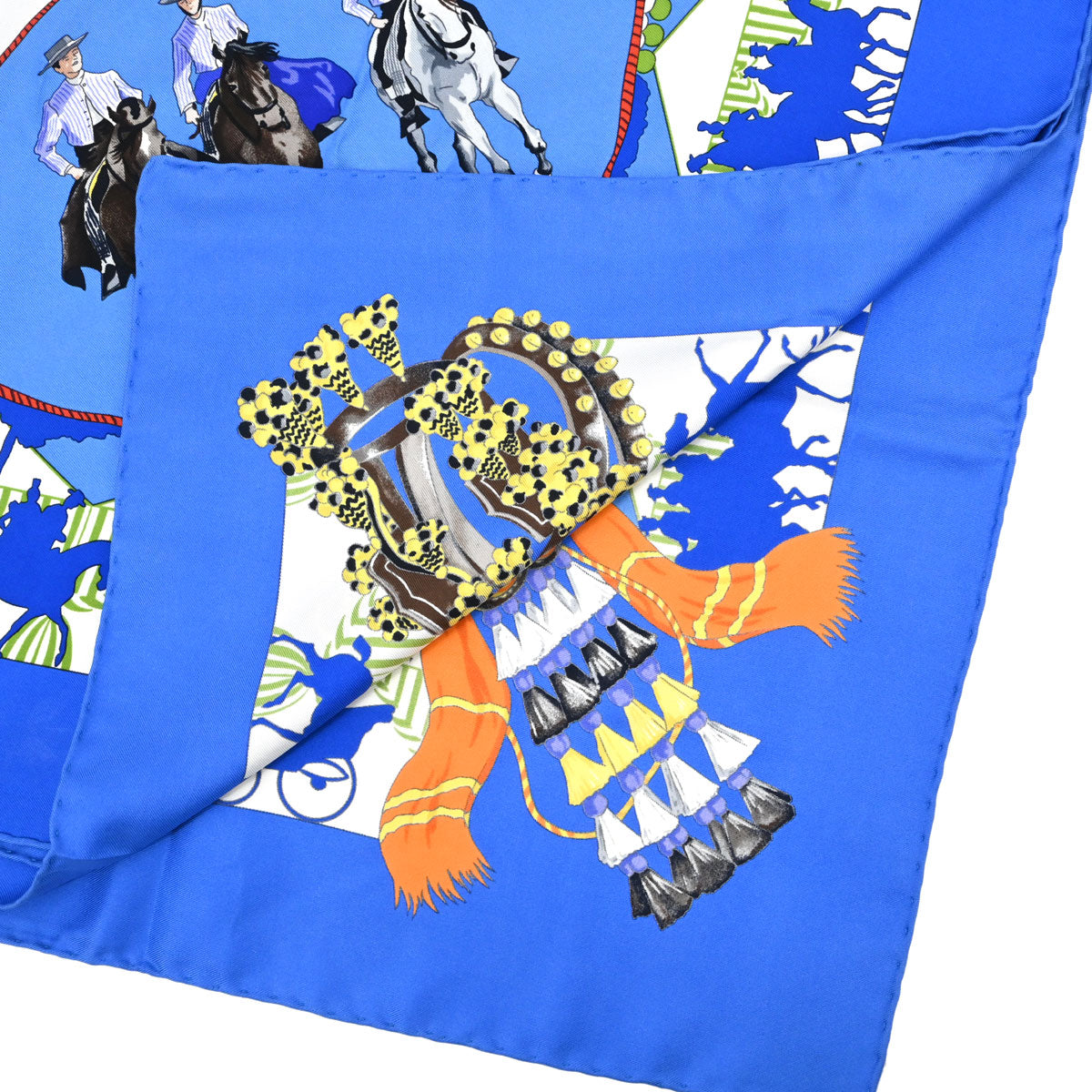 Hermes Scarf Carre 90 Feria de Sevilla Blue Small Good