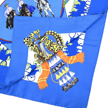 Hermes Scarf Carre 90 Feria de Sevilla Blue Small Good