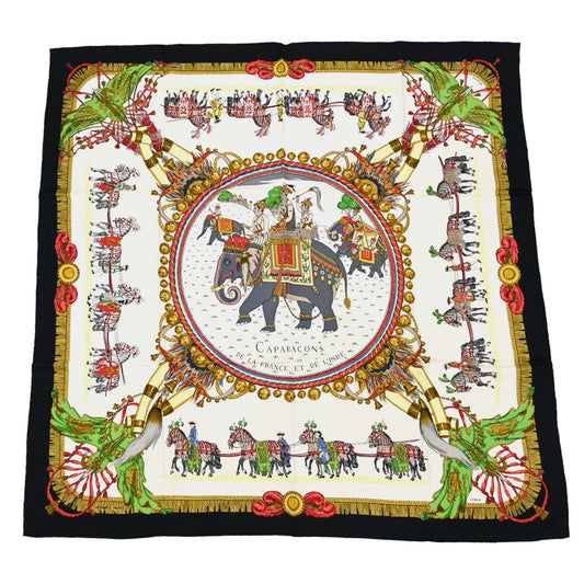 Hermes Scarf Carre 90 Caparacons de la France White Small Good