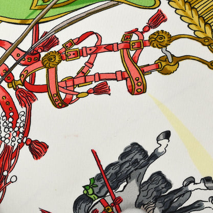 Hermes Scarf Carre 90 Caparacons de la France White Small Good