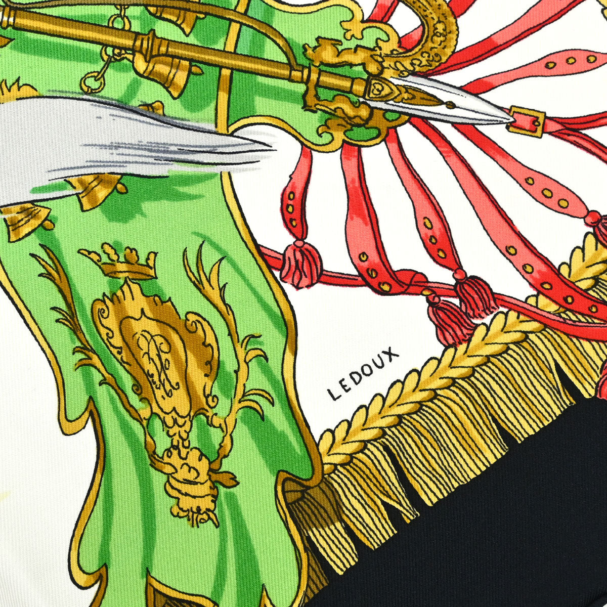 Hermes Scarf Carre 90 Caparacons de la France White Small Good