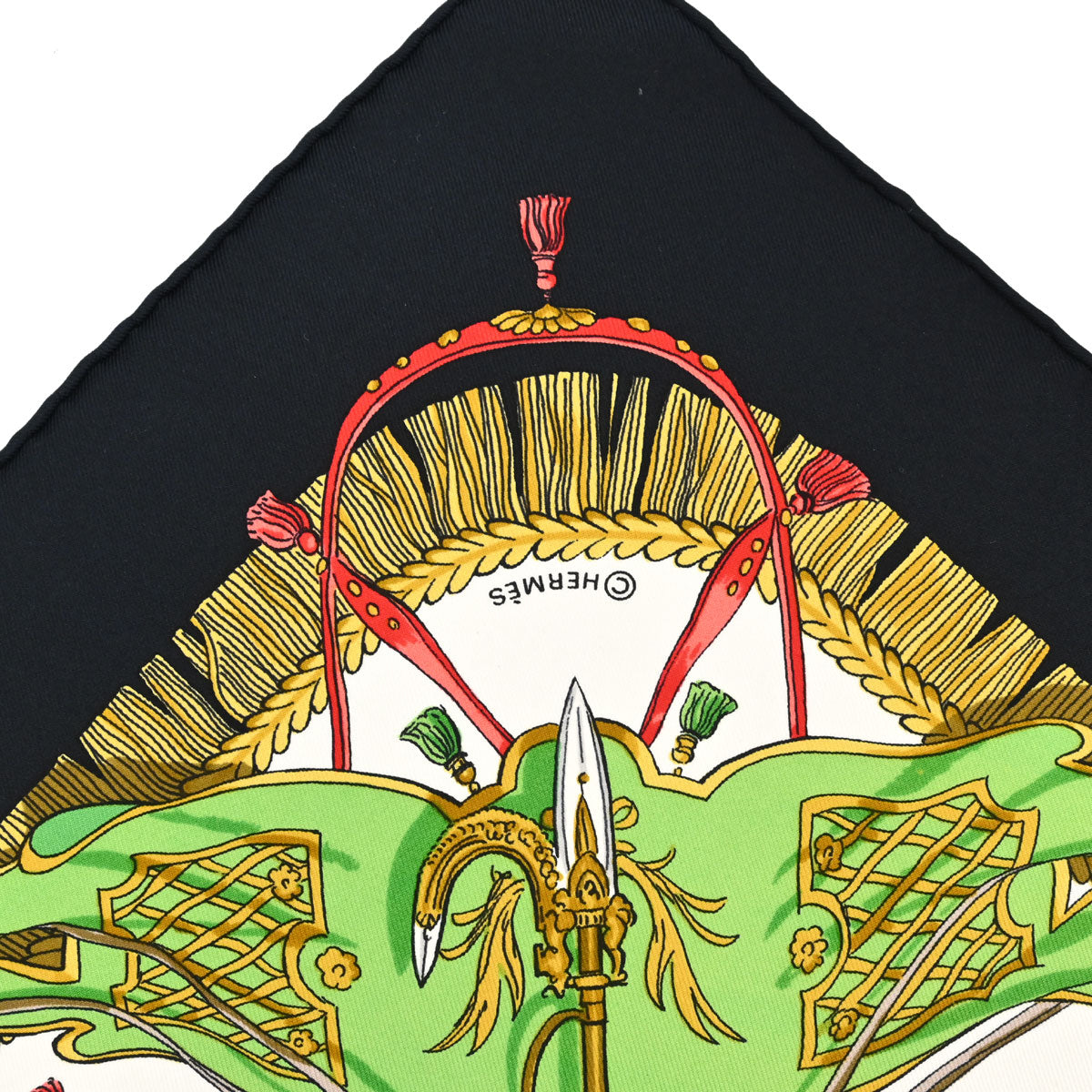 Hermes Scarf Carre 90 Caparacons de la France White Small Good
