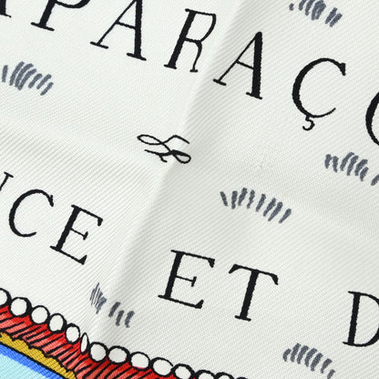 Hermes Scarf Carre 90 Caparacons de la France White Small Good