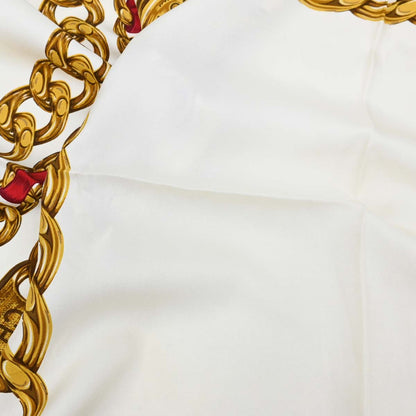 Chanel Ivory Chain Button Scarf Small Good