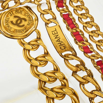 Chanel Ivory Chain Button Scarf Small Good