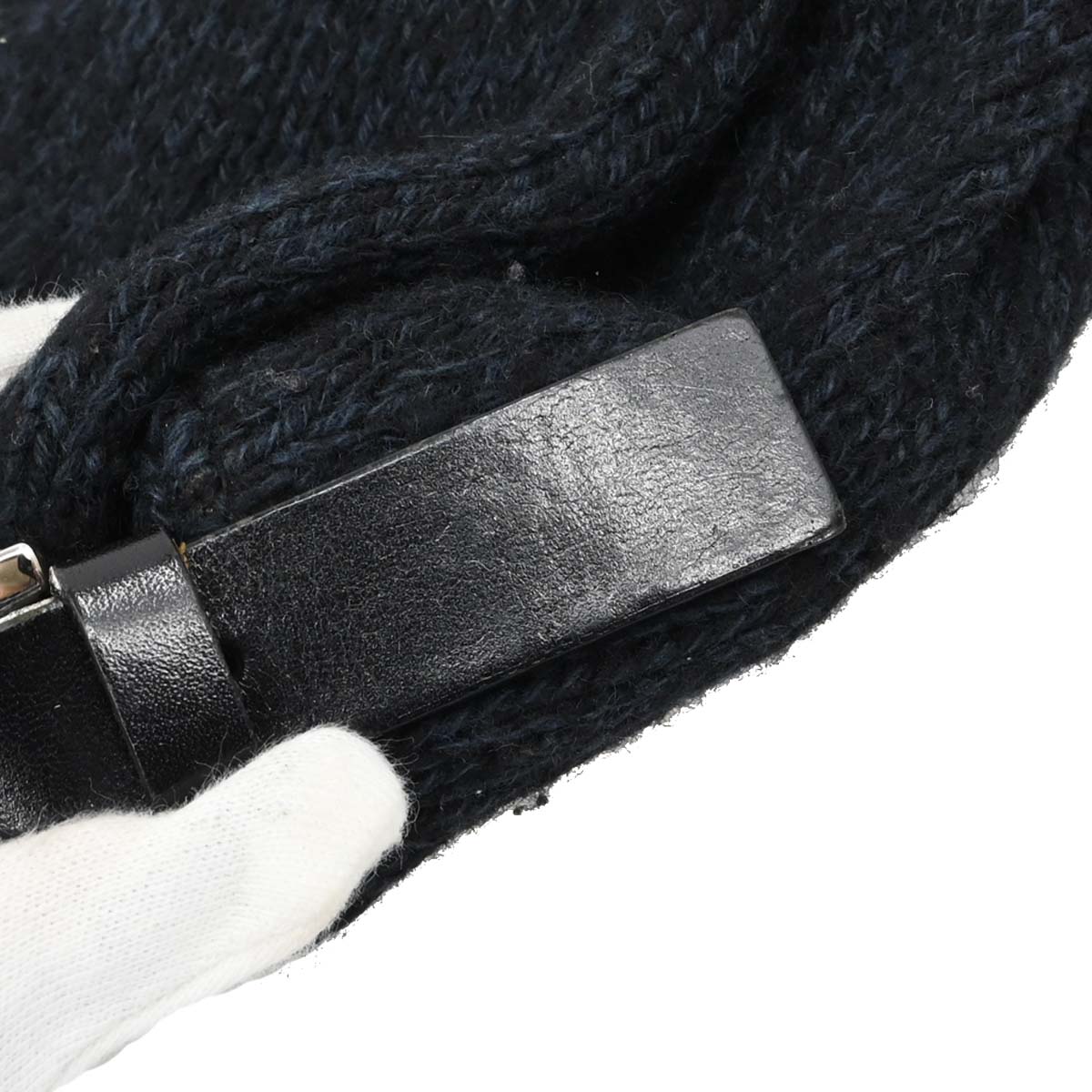 Fendi Navy Black Wool Mamma Baguette Handbag