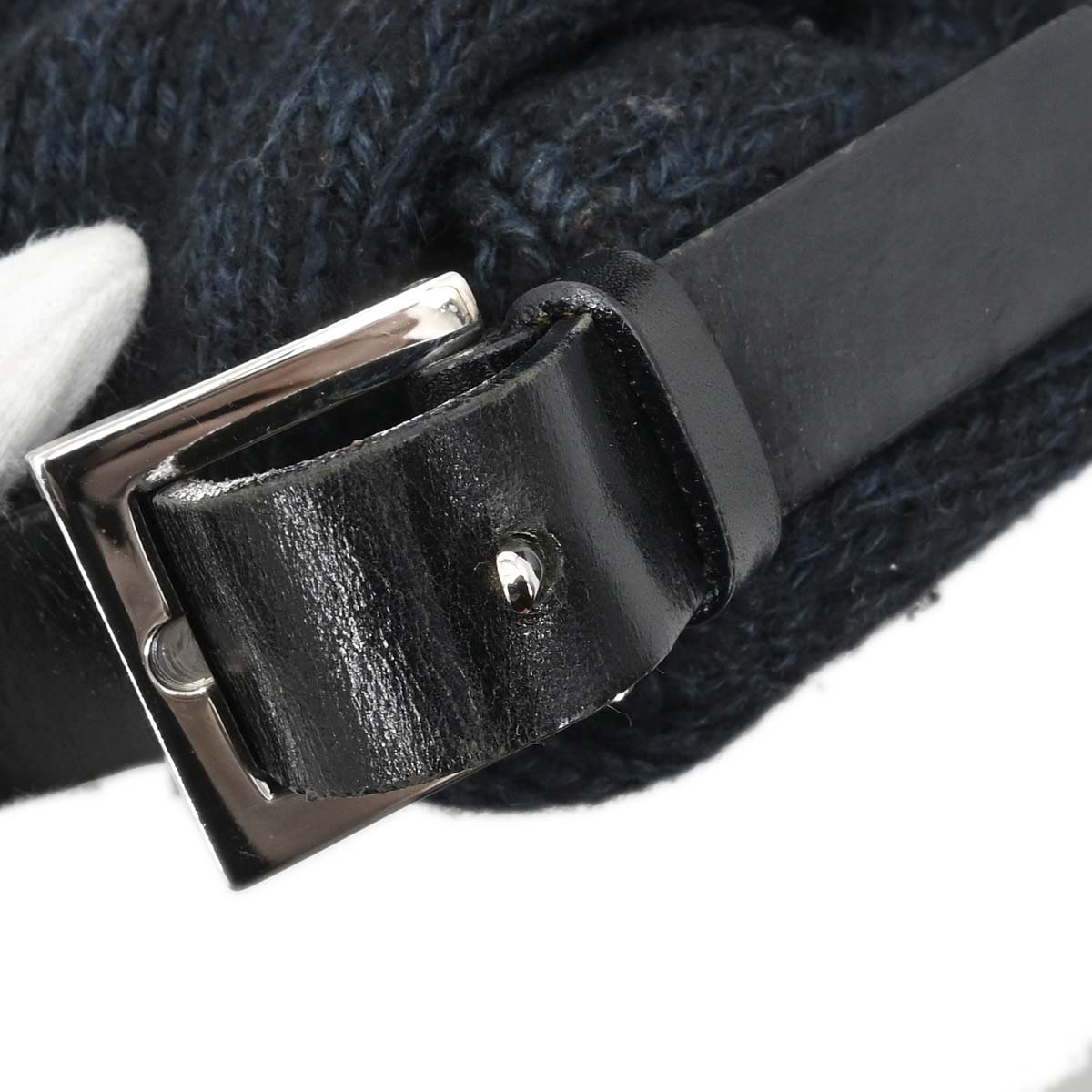 Fendi Navy Black Wool Mamma Baguette Handbag