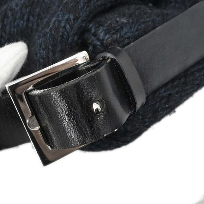 Fendi Navy Black Wool Mamma Baguette Handbag