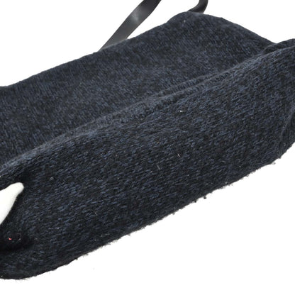 Fendi Navy Black Wool Mamma Baguette Handbag
