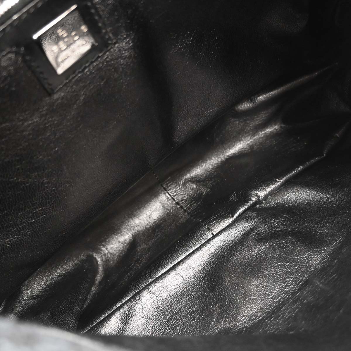 Fendi Navy Black Wool Mamma Baguette Handbag