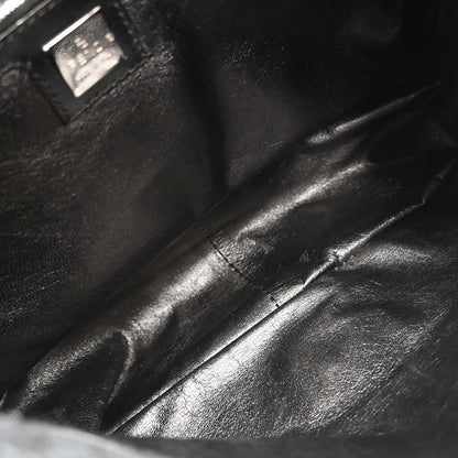 Fendi Navy Black Wool Mamma Baguette Handbag