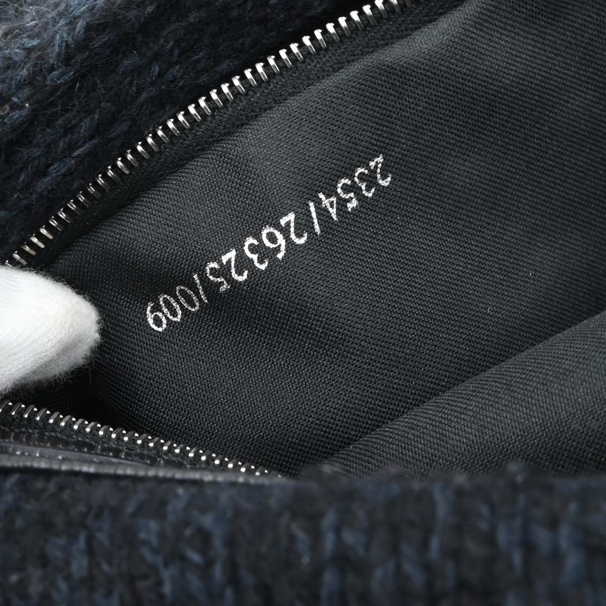 Fendi Navy Black Wool Mamma Baguette Handbag