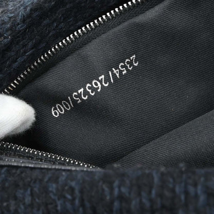 Fendi Navy Black Wool Mamma Baguette Handbag