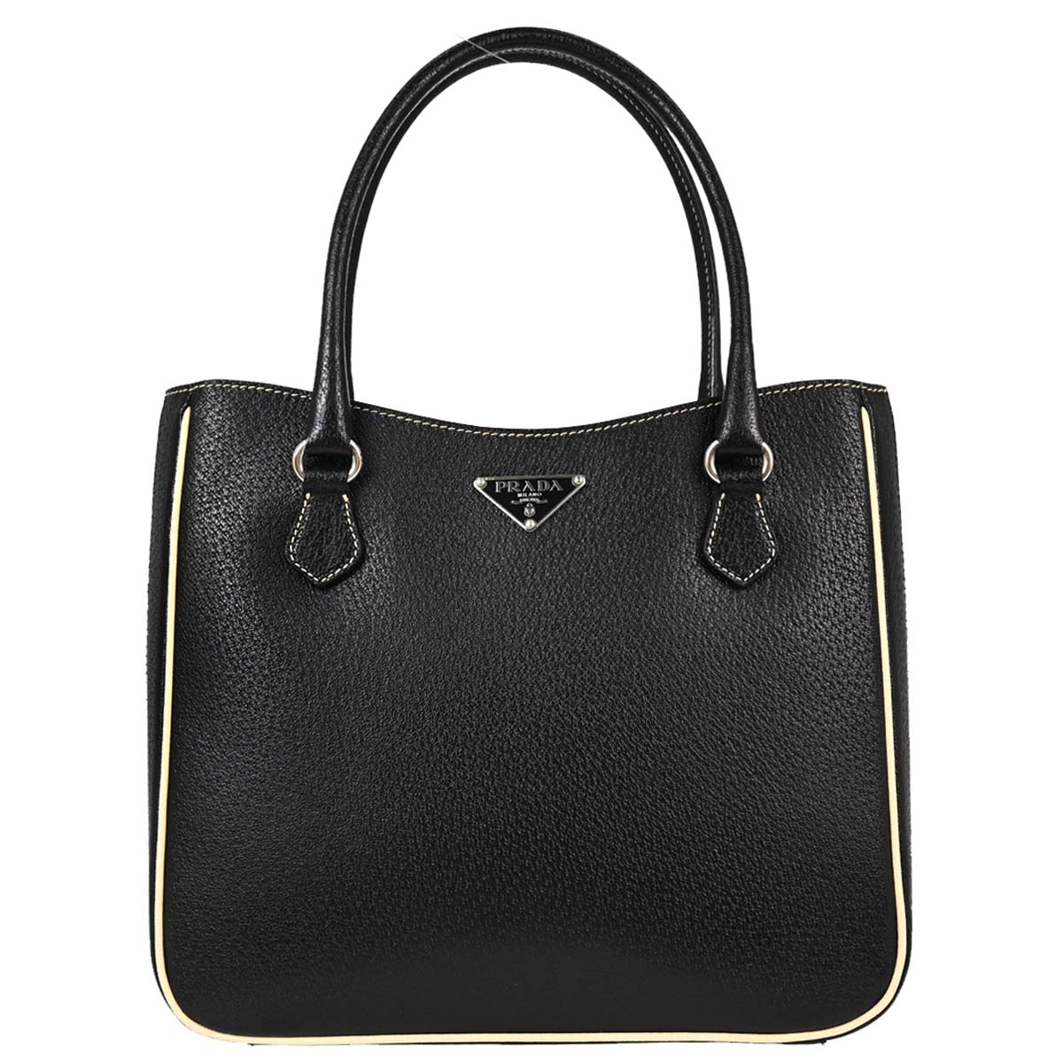 Prada Black Leather Tote Handbag