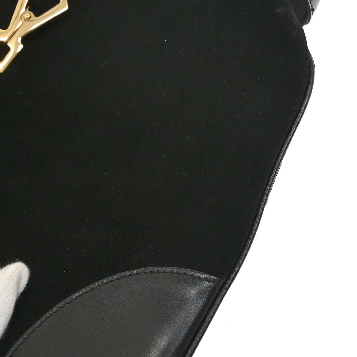 Gucci Black Suede Kandinsky Bamboo Hobo Handbag