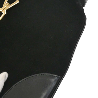 Gucci Black Suede Kandinsky Bamboo Hobo Handbag
