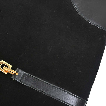 Gucci Black Suede Kandinsky Bamboo Hobo Handbag
