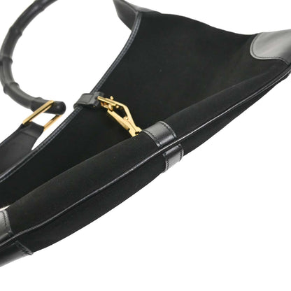 Gucci Black Suede Kandinsky Bamboo Hobo Handbag