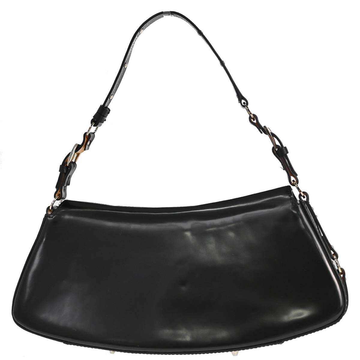 Christian Dior Black Patent Leather Bondage Handbag
