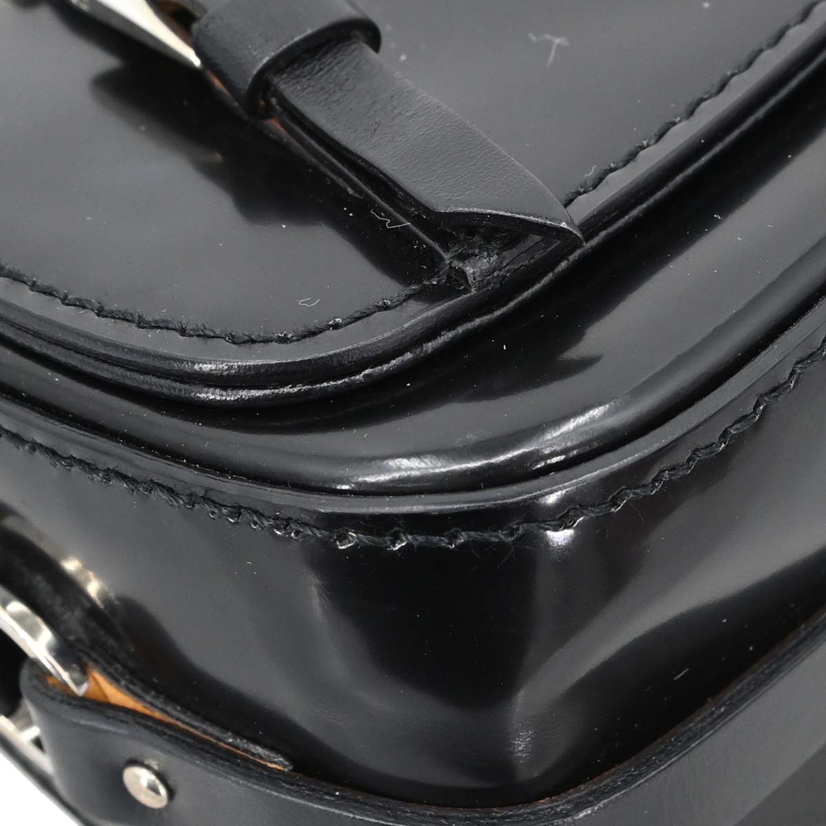 Christian Dior Black Patent Leather Bondage Handbag