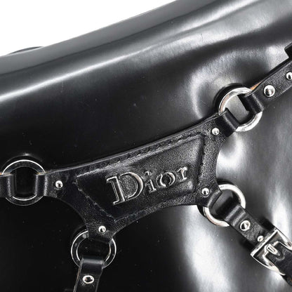 Christian Dior Black Patent Leather Bondage Handbag