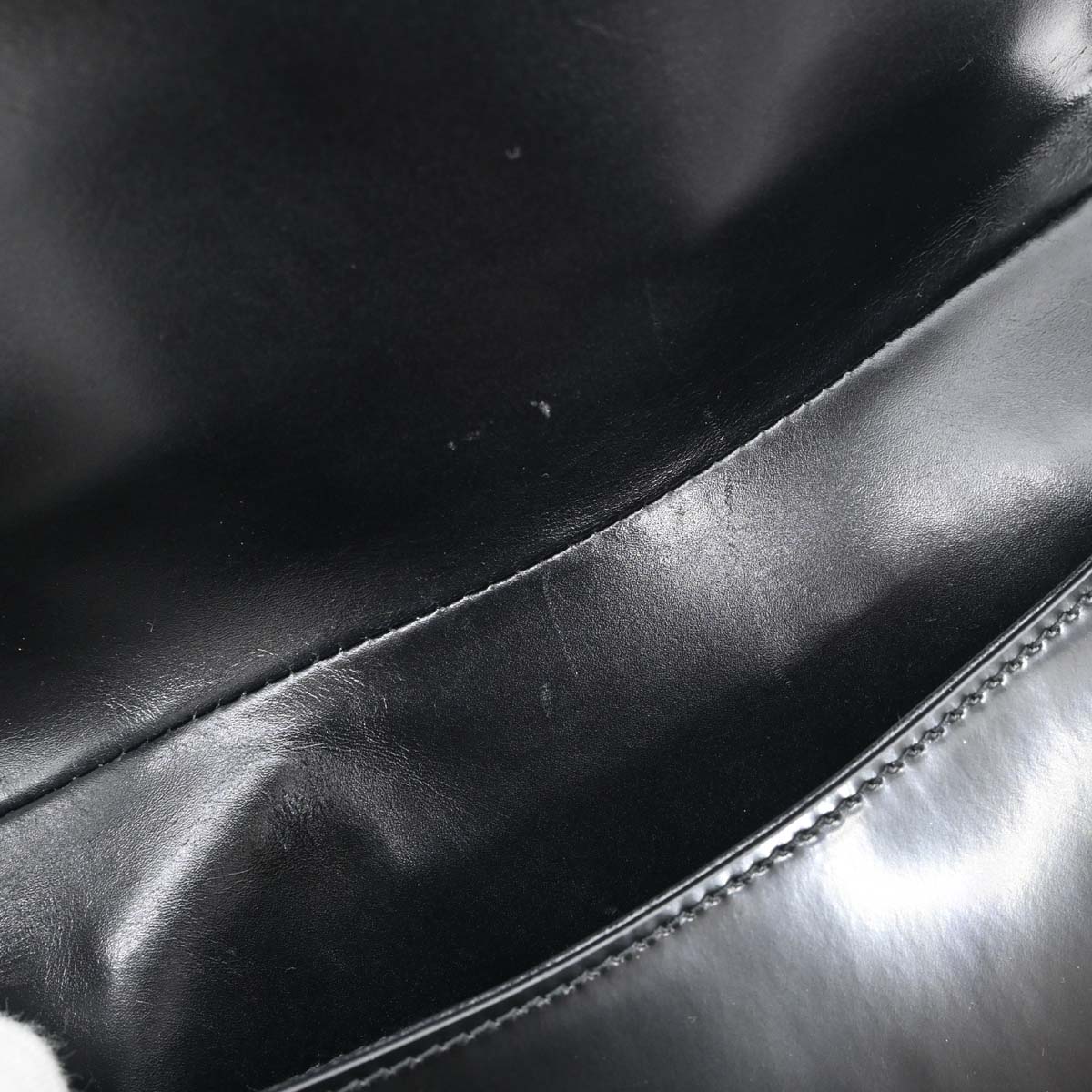 Christian Dior Black Patent Leather Bondage Handbag